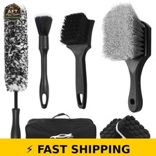 NIKCOSMK 7Pcs Car Wheel Brush Kit - Soft-Bristled Cleaner Set