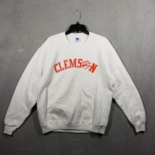 Vintage Clemson Tigers Russell Athletic Sweatshirt Made in USA White Football