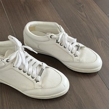 JIMMY CHOO Miami white leather logo tag sneakers 38.5/8.5