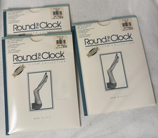 VTG Round The Clock Silky Lycra Pantyhose White Size C USA Lot of 3