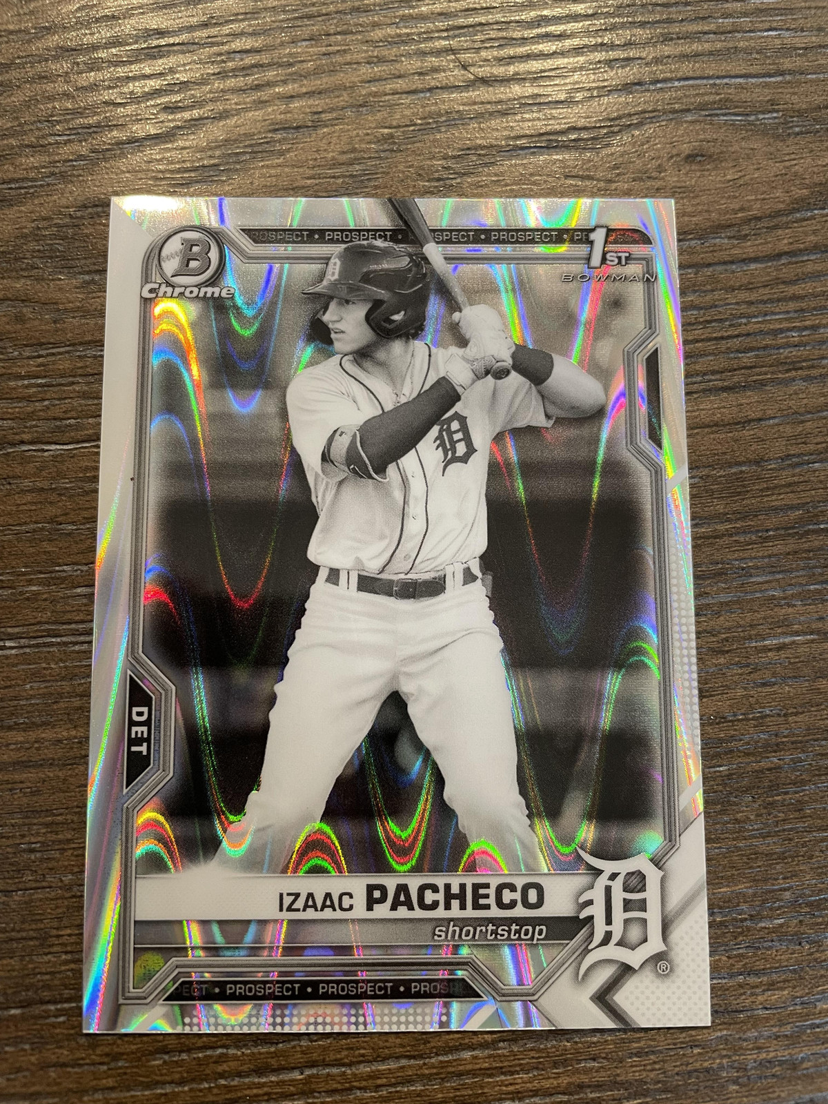 2021 Bowman Draft #BDC-46 Izaac Pacheco Chrome Black & White RayWave Refractor