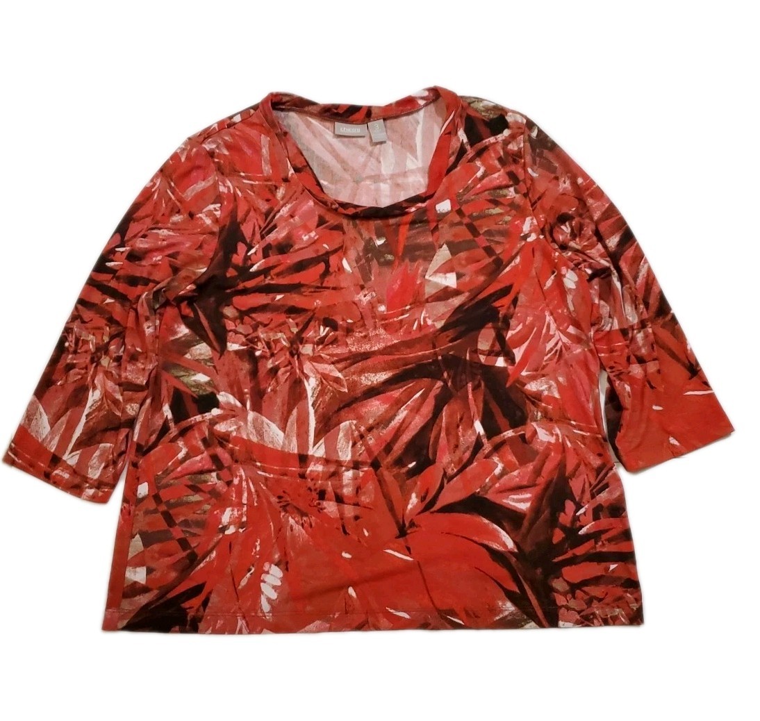 Chico's Multicolor Pullover Blouse Leaf Print Siz… - image 1