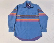 Vintage Wrangler Brushpopper Mens Striped Long Sleeve Button-Up Shirt 16.5-34