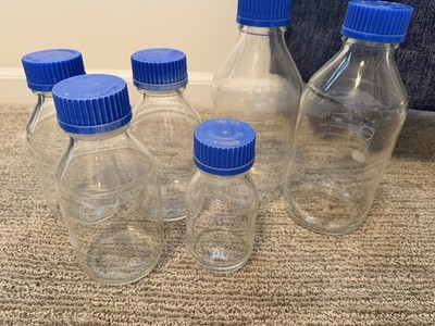 SCHOTT DURAN DURAN GL45 Screw Cap Glass Reagent Bottles Blue Caps 250-1000mL