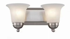 Trans Globe 3502 BN 2-Light Bathroom Vanity Light Brushed Nickel Glass
