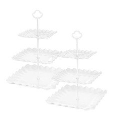 2 Pack of Plastic Square Dessert Cupcake Stand, 3 Tier Cup Cake Holder Tower ...