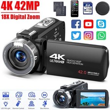 Video Camera Camcorder 4K 42MP 18x Digital Zoom Vlogging Camera for YouTube UK