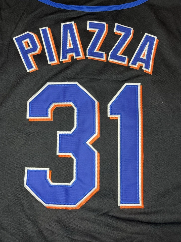 Mike Piazza New York Mets 2000 World Series Alt Black Jersey Men’s Size Large - Image 3 of 4