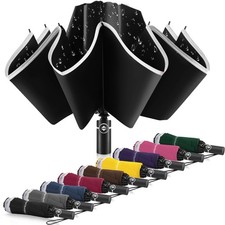Bodyguard Inverted Umbrella Large Windproof Umbrellas for Rain 46 IN, Black