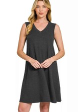 Zenana Mini Dress Black Raised Rib Sleeveless