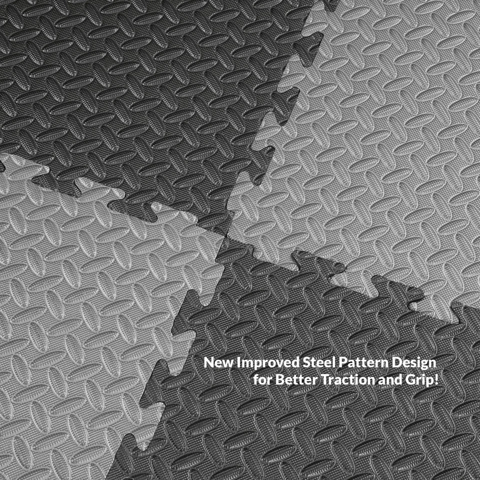 Tapetes de ginástica de espuma EVA reversíveis extra grossos Xspec 1" 12 peças 48 pés quadrados, preto e cinza - Imagem 4 de 4