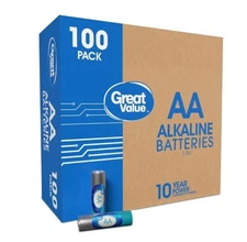 Great Value Alkaline AA Batteries (100 Pack)