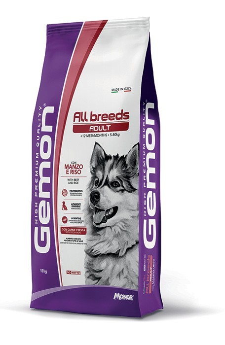 Gemon All Breeds Adult con Manzo e Riso 15kg - Alta Digeribilità