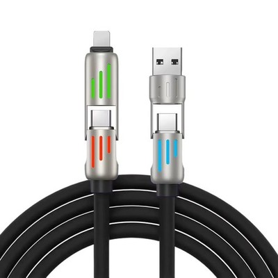 4 in 1 Multi-USB Heavy Duty Charging Cable - Apple, Android, USB, USBC - BLACK