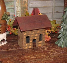 Primitive Wood Americana Hand Crafted Cabin Folk Art Saltbox House Made in USA