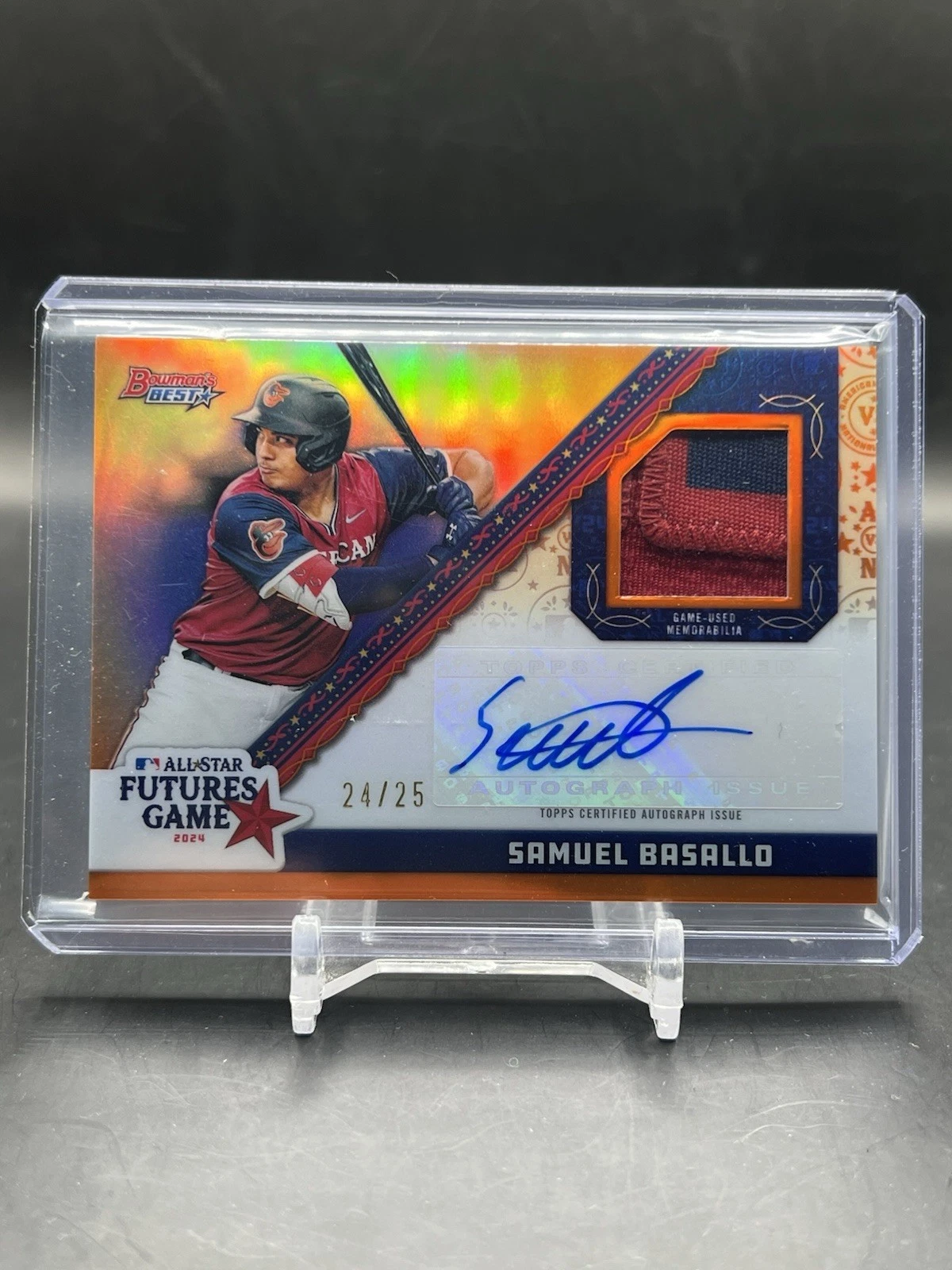 2024 Bowmans Best Samuel Basallo Orange Relic Auto /25 #FGRA-SB Orioles RC