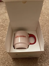 Glossier Coffee Cup Pink  Three Eyed Smiley New With Box
