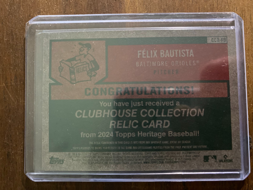 2024 Topps Heritage Felix Bautista 1975 Game Used Relic Baltimore Orioles - Picture 2 of 2