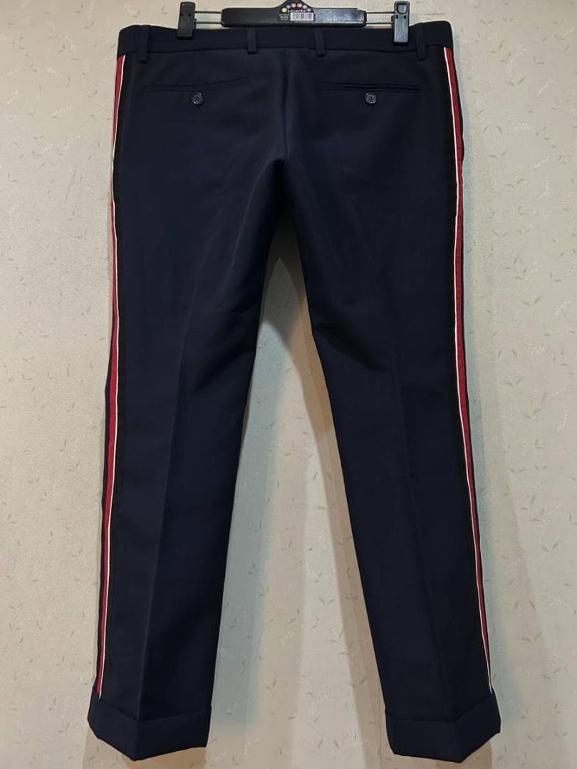 USED BALMAIN SIDE STRIPE WOOL BLEND SLACKS CASUAL PANTS GOOD