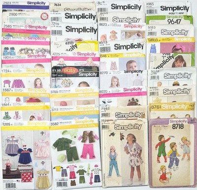 Lot of 36 Simplicity Patterns for Newborns-3* Mixed Garments Uncut