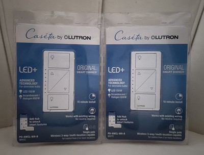 LUTRON Caseta Smart Dimmer Switch for Wall & Ceiling Lights 150W LED White 2pk