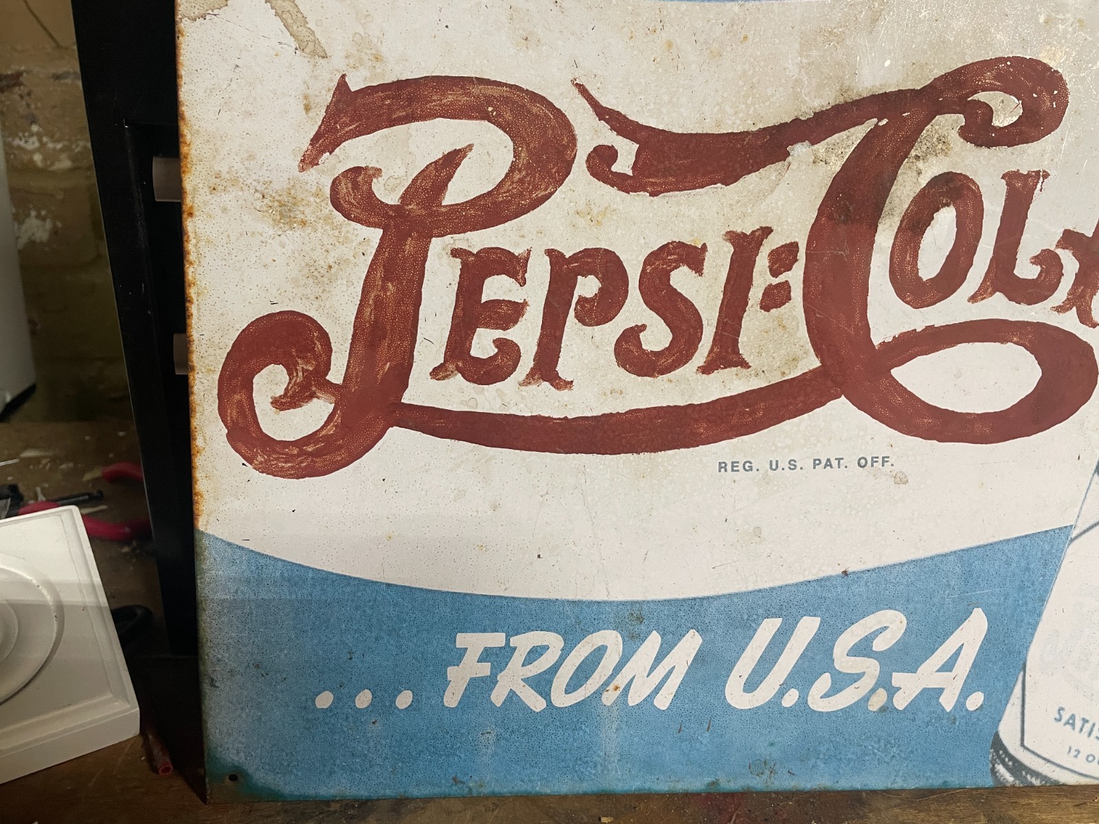 1940s SODA POP AMERICANA: Original Vintage Circa 1940s Pepsi Cola Metal Sign