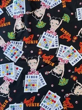4 yds Vintage Bingo BETTY BOOP Fabric 100% Cotton Hearst Fleischer Casino Game