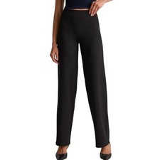 Quince Women's Ultra Stretch Ponte Wide Leg Elastic Waist Pants Black Size Small