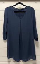 Lush Tunic Dress Size Small Navy Blue Lined V Neck Office Workwear Wedding Guest