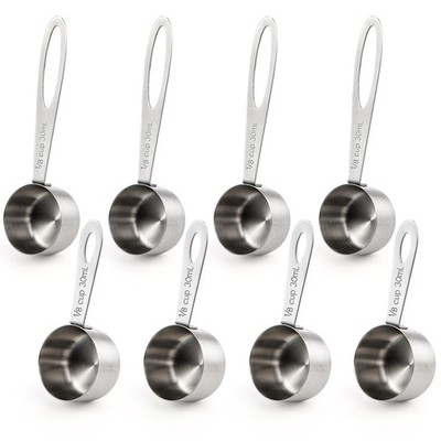 Hedume Set of 8 Coffee Scoop, Stainless Steel 1/8 cup, Silver 