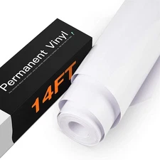 White Permanent Vinyl, White Vinyl for Cricut - 12" x 14 FT Adhesive Vinyl Ro...