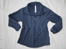 LULULEMON Women's Full Zip Jacket SIZE 4 Slate Blue HIGH COLLAR Cinched Waist