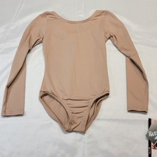 Body Wrappers Long-sleeve Leotard Nude Scoop Neckline Ballet Cut Leg SZ. 6x-7C