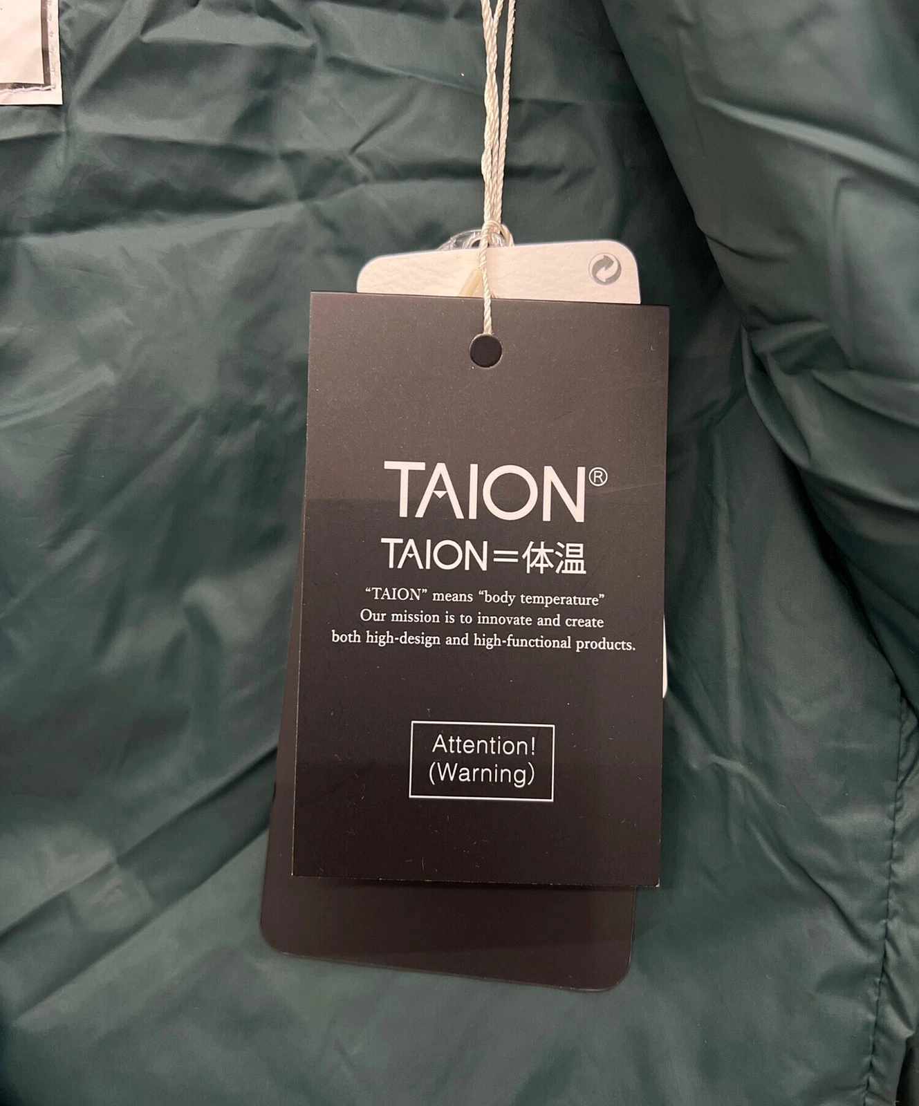 TAION Down Jacket Men's Size S Green Excellent image 10