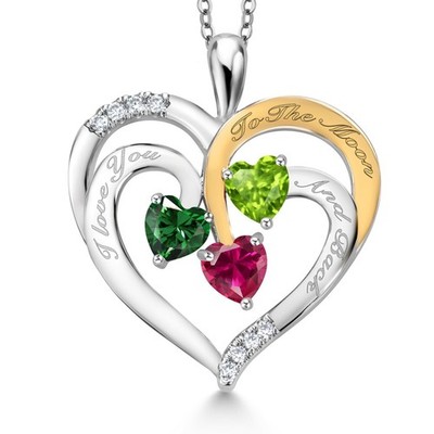 1.60 Ct Green Nano Emerald Green Peridot Rhodium Plated Pendant with Chain