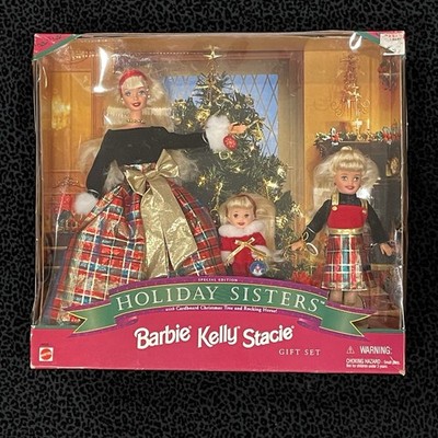 1998 Mattel Holiday Sisters Barbie Kelly & Stacie Doll Special Edition Gift Set