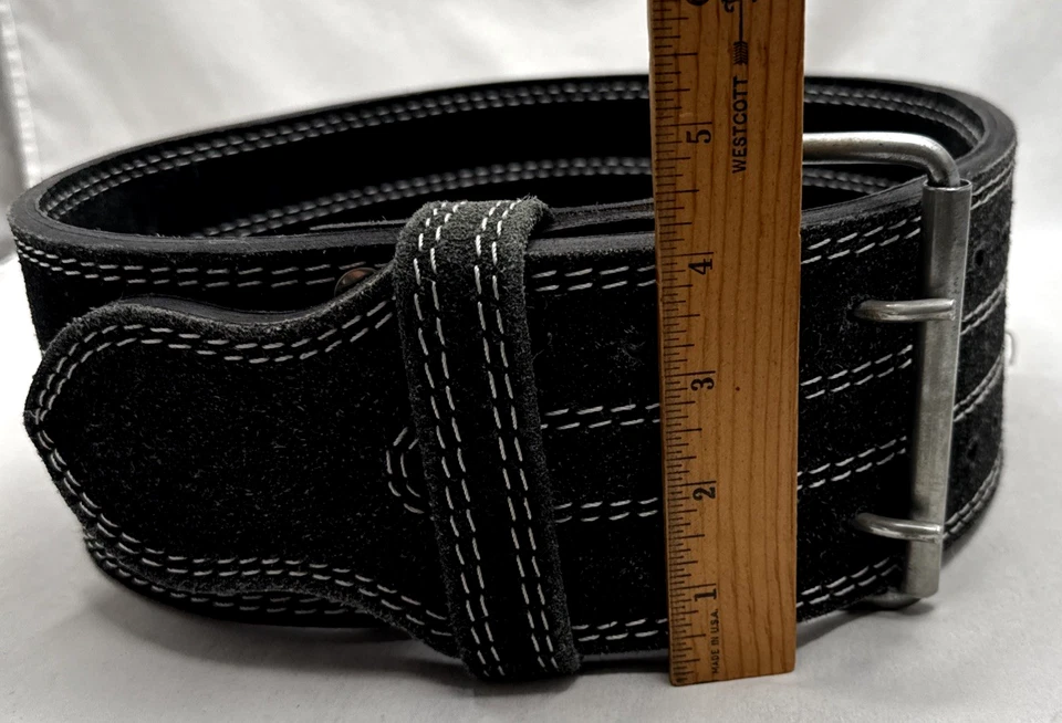 "Cinturón Flex Sports Powerlifting 2 puntas - cuero negro/gamuza (mediano) 32""-38""" Foto 4 de 4