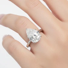 4 CT Pear Lab Grown Diamond Engagement Ring 14K White Gold Solitaire