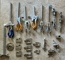 Vintage Fisher Castaloy Flexaframe Scientific Lab Stand Clamps Holders Rings ETC