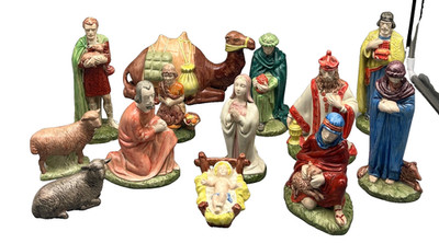 HOLLAND MOLD 13 Piece Vintage 1974 Ceramic Nativity Set Christmas Hand Painted