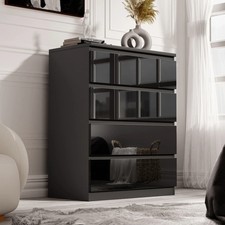 High Gloss Chest Of Drawers Tall Wide Storage Bedside Cabinet Bedroom Furniture