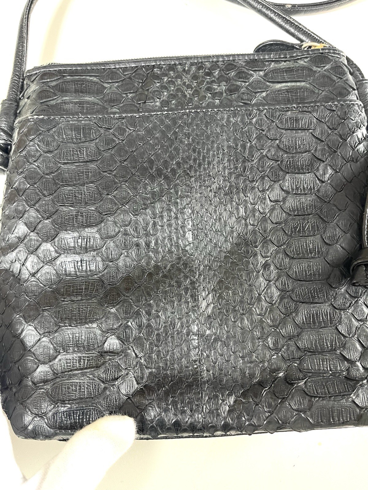 Black Python Style Leather Shoulder Bag Crossbody… - image 3