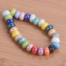 6x4mm 8x5mm Rondelle Shape Shiny Glossy Glazed Ceramic Porcelain Spacer Beads