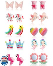 Clip On Earrings For Girls, 12/30 Pairs Hypoallergenic Kids Earrings, Cute An