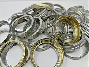 42 Mason Jar Rings Wide Mouth – Mixed Silver & Bronze Canning Screw Bands Lot