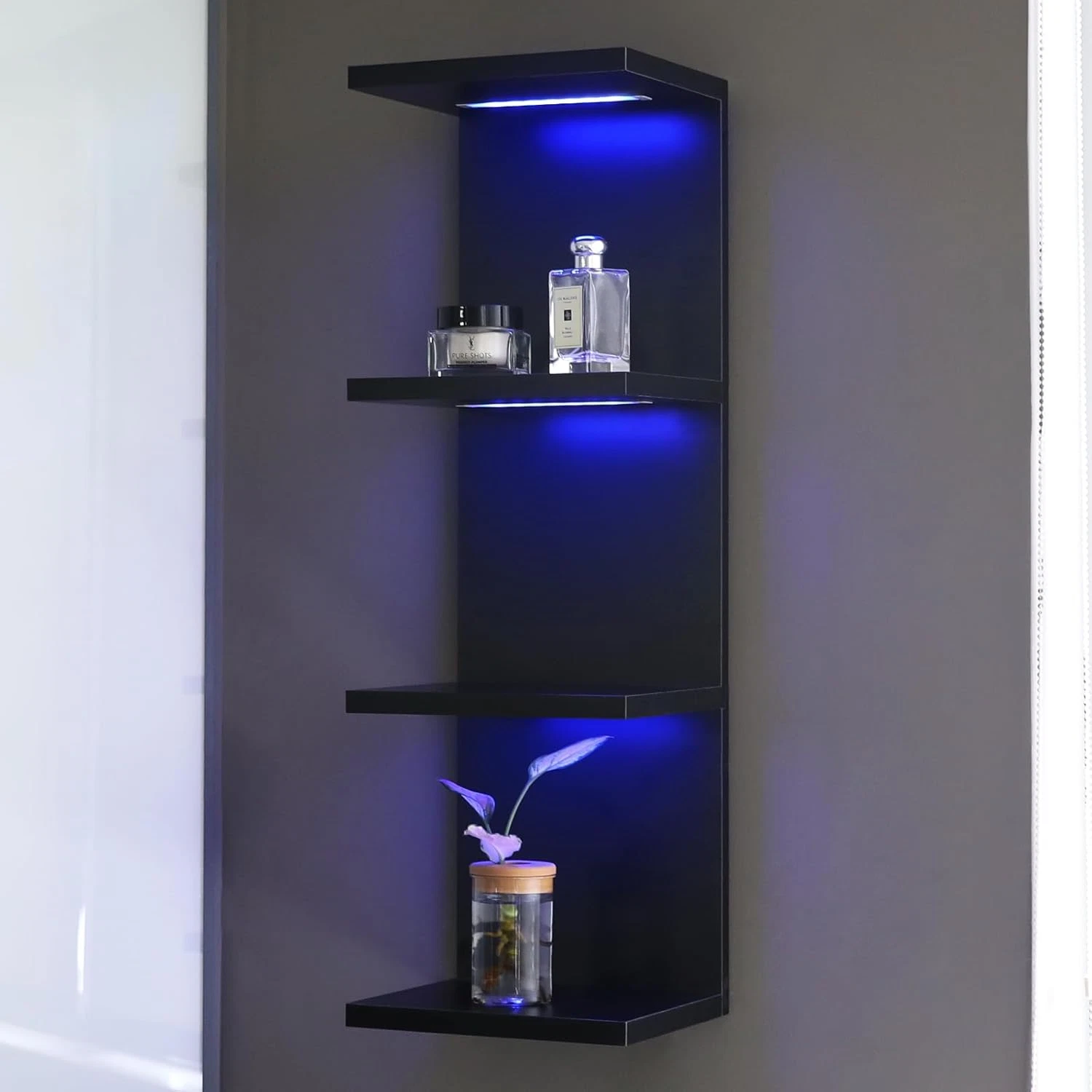 4-Tier RGB Wall Shelf with Remote - Modern Display Shelf for Gaming & Decor