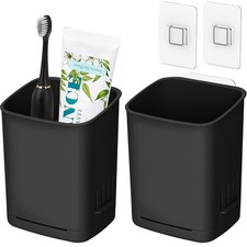 2 Packs Wall Mounted Toothbrush Holders, Self Adhesive Bathroom Toothbrush Wa...