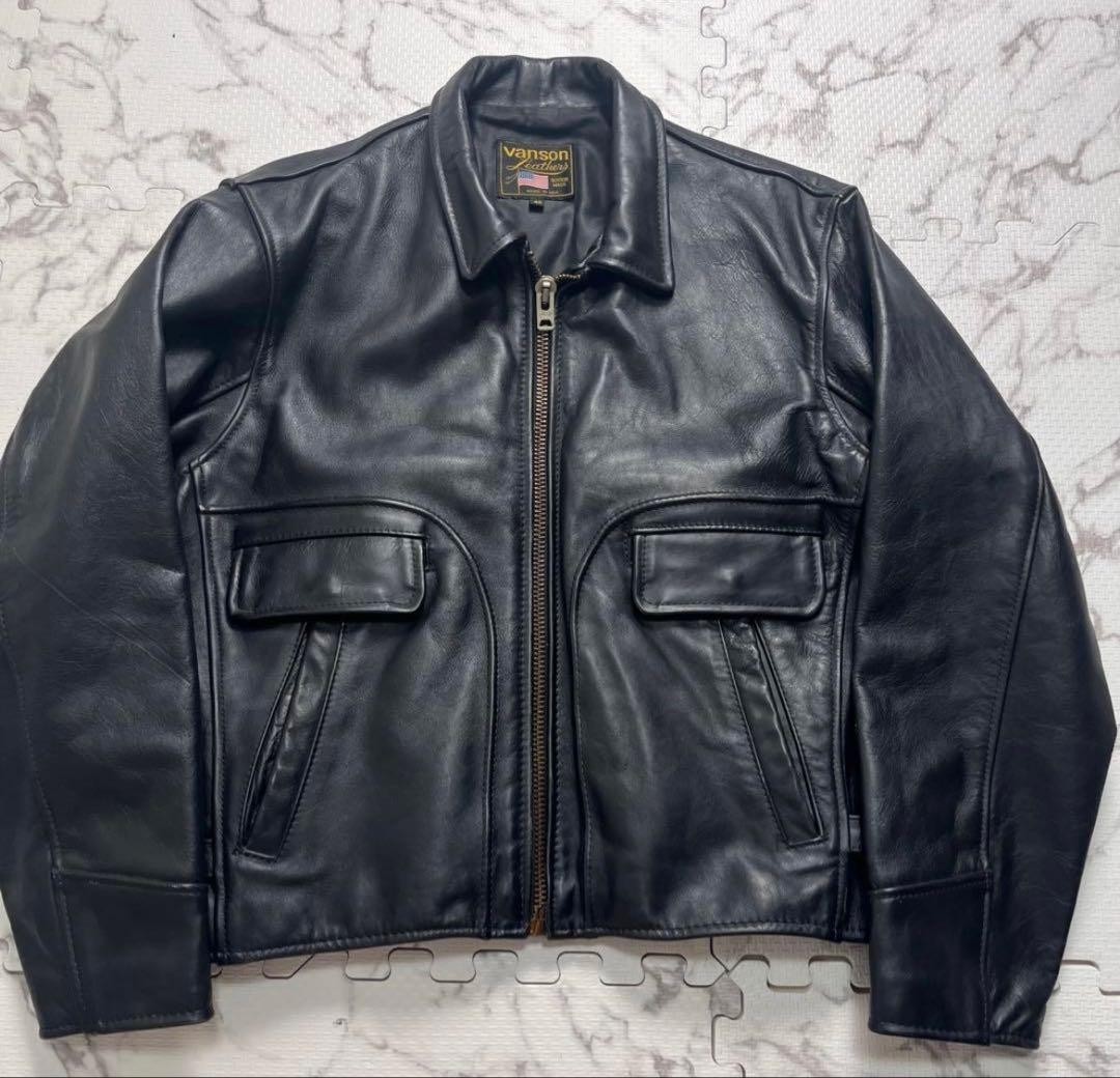 VANSON Leather Trucker Jacket Collared Short L - image 4