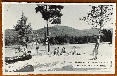 New York, NY, Lake LuZerne, Hidden Valley Dude Ranch, PM 1942 Postcard