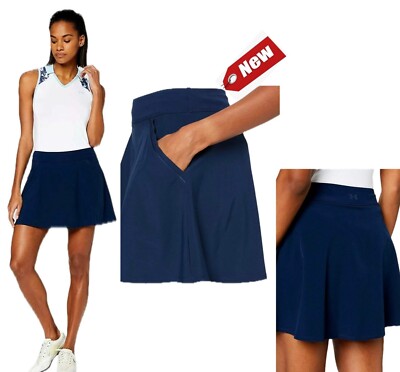 Under Armour Golf Skort Womens L Blue Heatgear Pockets Mini Stretch Pull On NWT